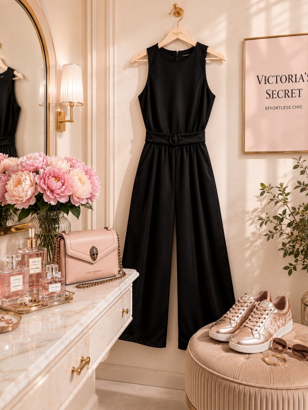 Victoria’s Secret Effortless Chic Jumpsuit | Black Satin Finish | XL - Picture 3 of 10